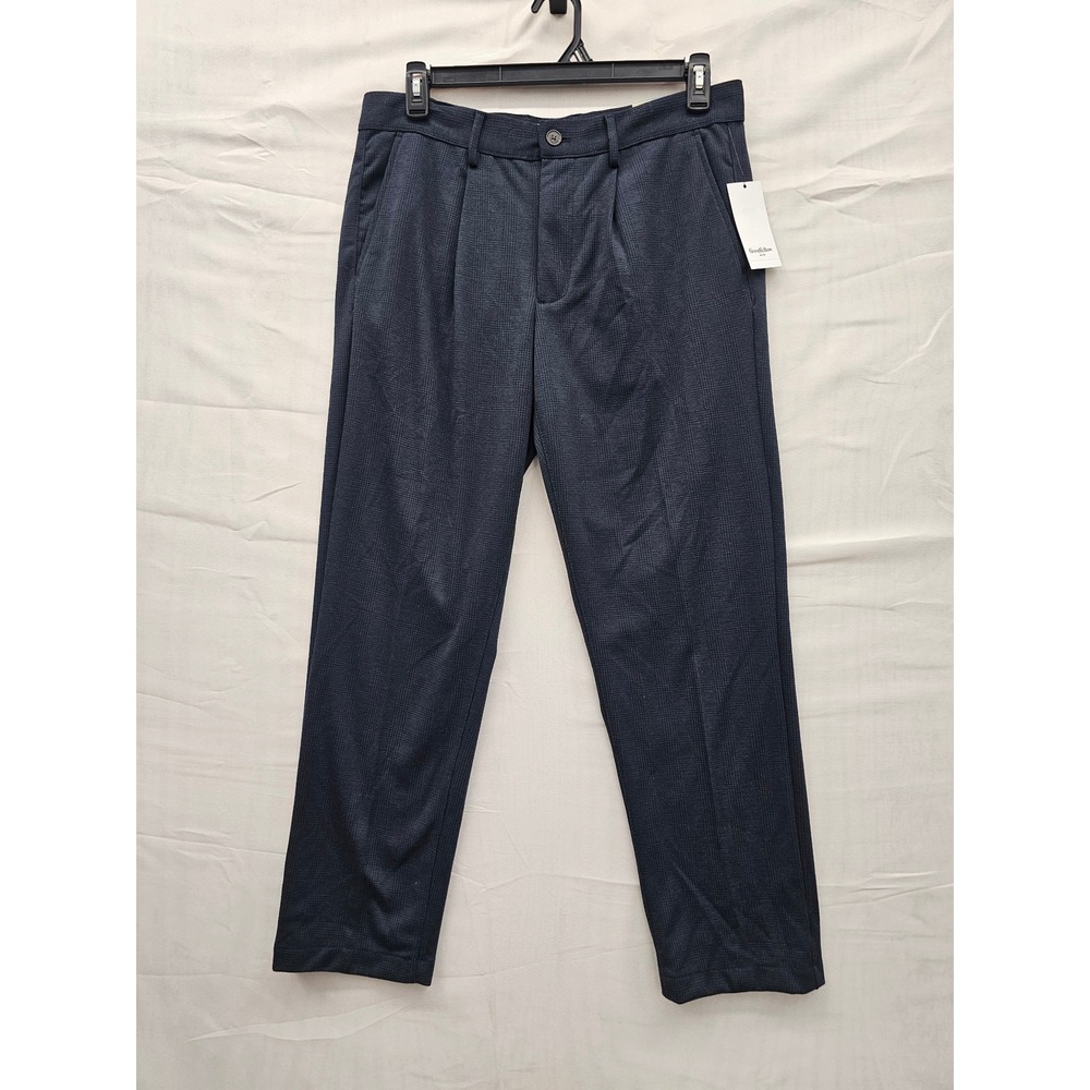 Goodfellow & Co Mens Pleated Trouser Dress Pants Navy Poly Blend Size 34x30